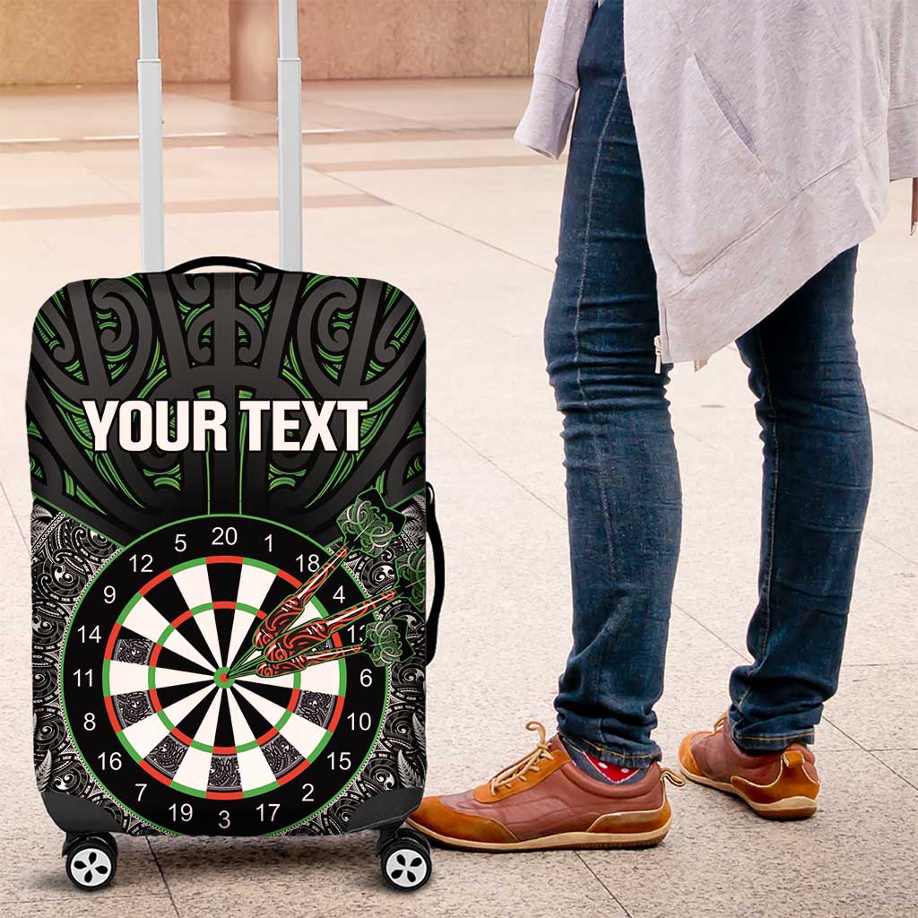 Personalised New Zealand Darts Luggage Cover Dartboard Maori Fern Puhoro Art