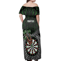 Personalised New Zealand Darts Off Shoulder Maxi Dress Dartboard Maori Fern Puhoro Art