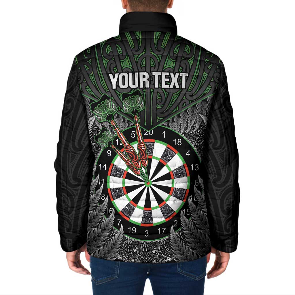 Personalised New Zealand Darts Padded Jacket Dartboard Maori Fern Puhoro Art - Polynesian Pride