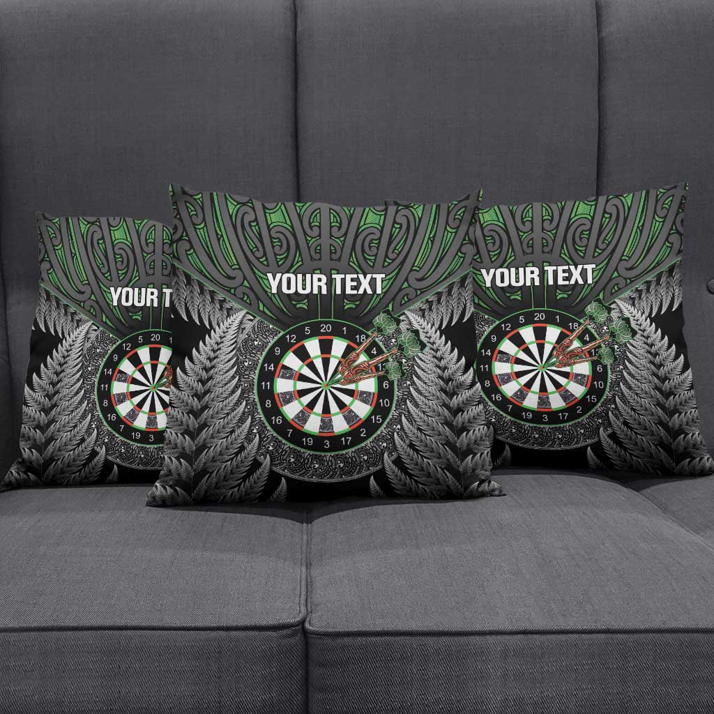 Personalised New Zealand Darts Pillow Cover Dartboard Maori Fern Puhoro Art - Polynesian Pride