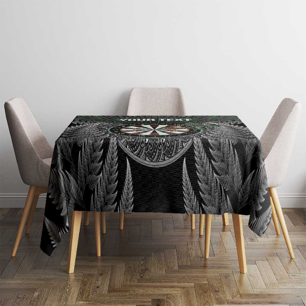 Personalised New Zealand Darts Tablecloth Dartboard Maori Fern Puhoro Art