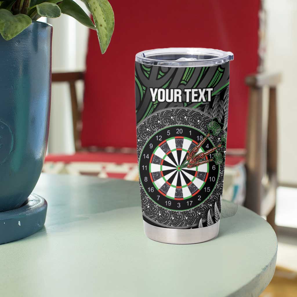 Personalised New Zealand Darts Tumbler Cup Dartboard Maori Fern Puhoro Art