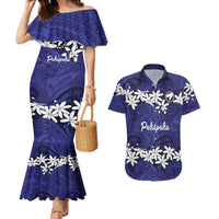 Personalised Cook Islands Pukapuka Couples Matching Mermaid Dress and Hawaiian Shirt Tiare Maori Polynesian Waves Tattoo