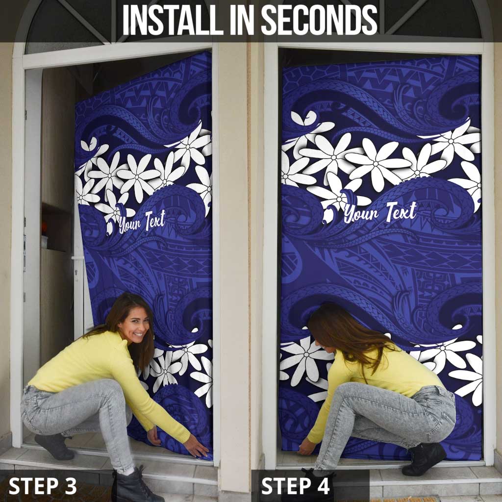 Personalised Cook Islands Pukapuka Door Cover Tiare Maori Polynesian Waves Tattoo