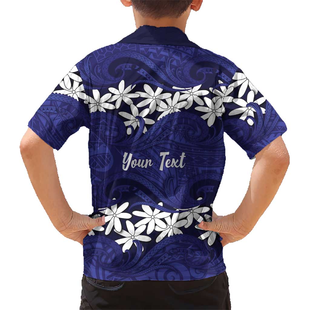 Personalised Cook Islands Pukapuka Family Matching Short Sleeve Bodycon Dress and Hawaiian Shirt Tiare Maori Polynesian Waves Tattoo LT14 - Polynesian Pride