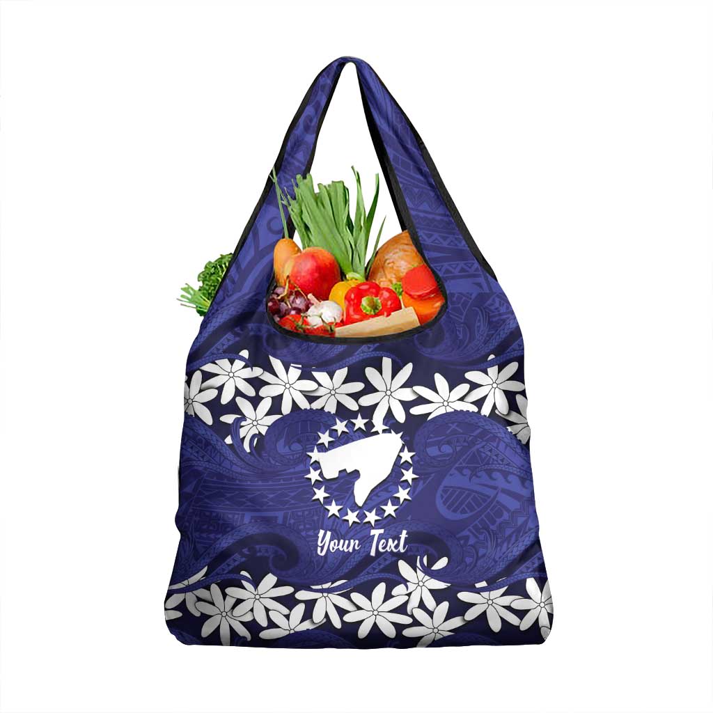 Personalised Cook Islands Pukapuka Grocery Bag Tiare Maori Polynesian Waves Tattoo