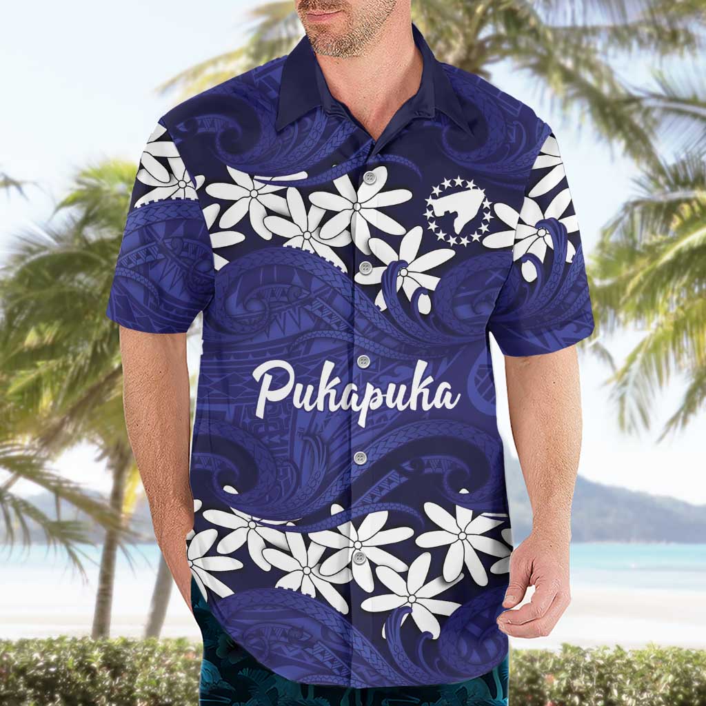 Personalised Cook Islands Pukapuka Hawaiian Shirt Tiare Maori Polynesian Waves Tattoo LT14 - Polynesian Pride