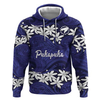 Personalised Cook Islands Pukapuka Hoodie Tiare Maori Polynesian Waves Tattoo LT14 Pullover Hoodie Blue - Polynesian Pride