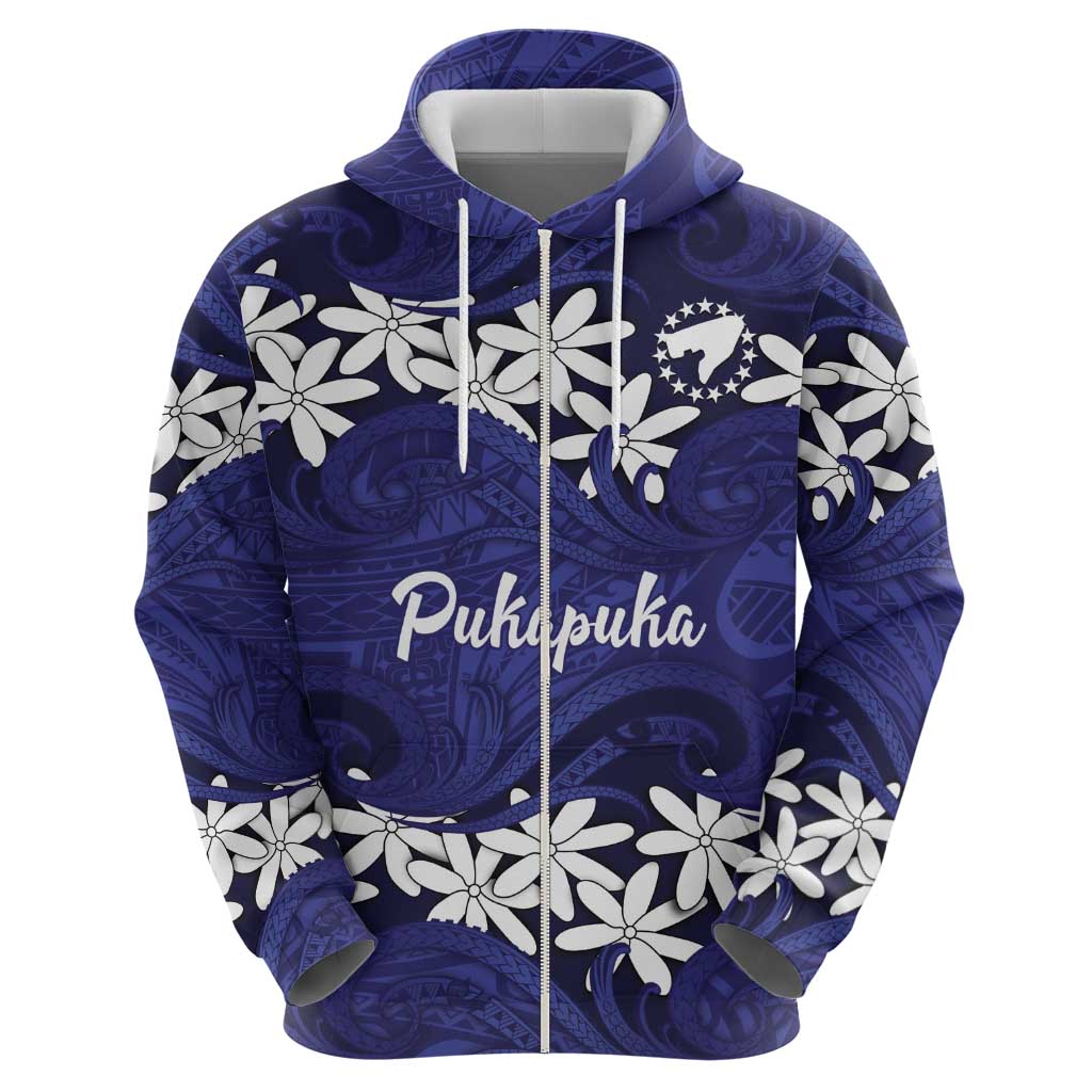 Personalised Cook Islands Pukapuka Hoodie Tiare Maori Polynesian Waves Tattoo LT14 - Polynesian Pride