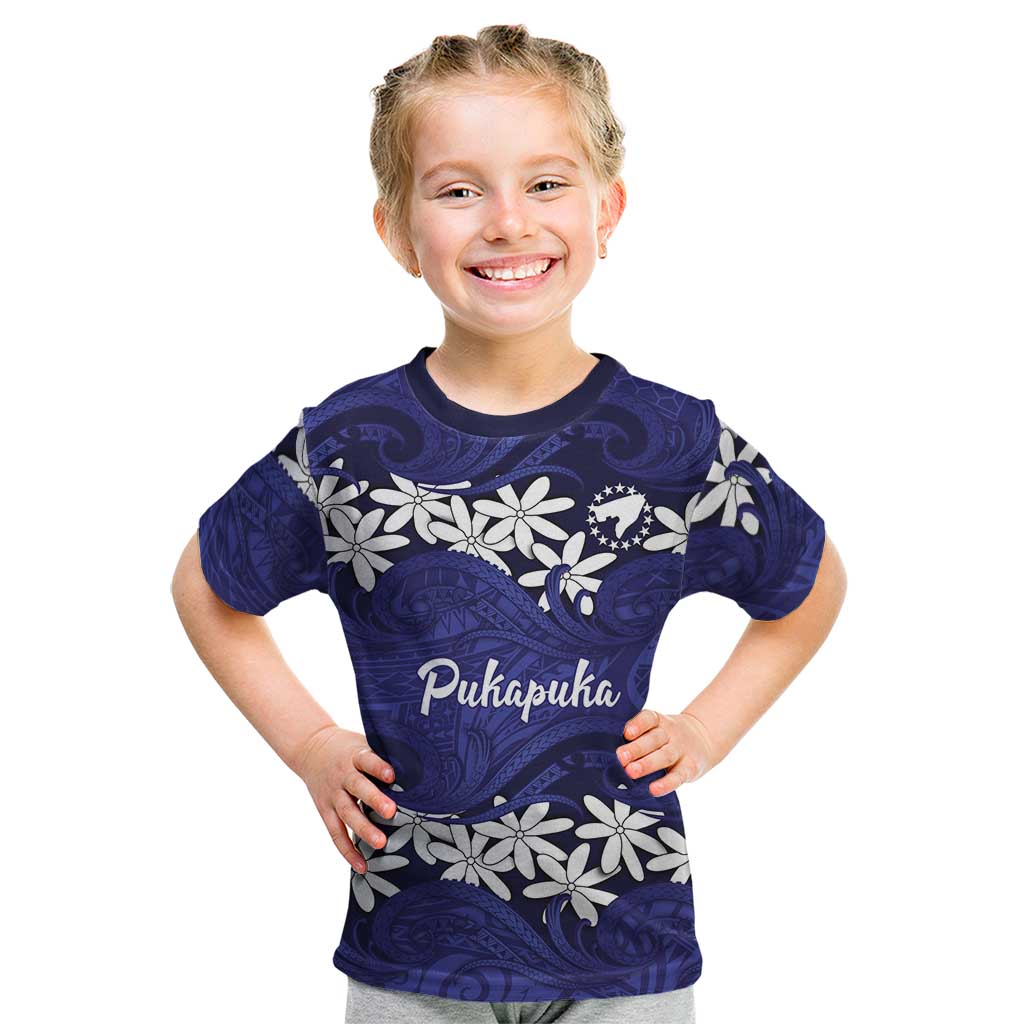Personalised Cook Islands Pukapuka Kid T Shirt Tiare Maori Polynesian Waves Tattoo