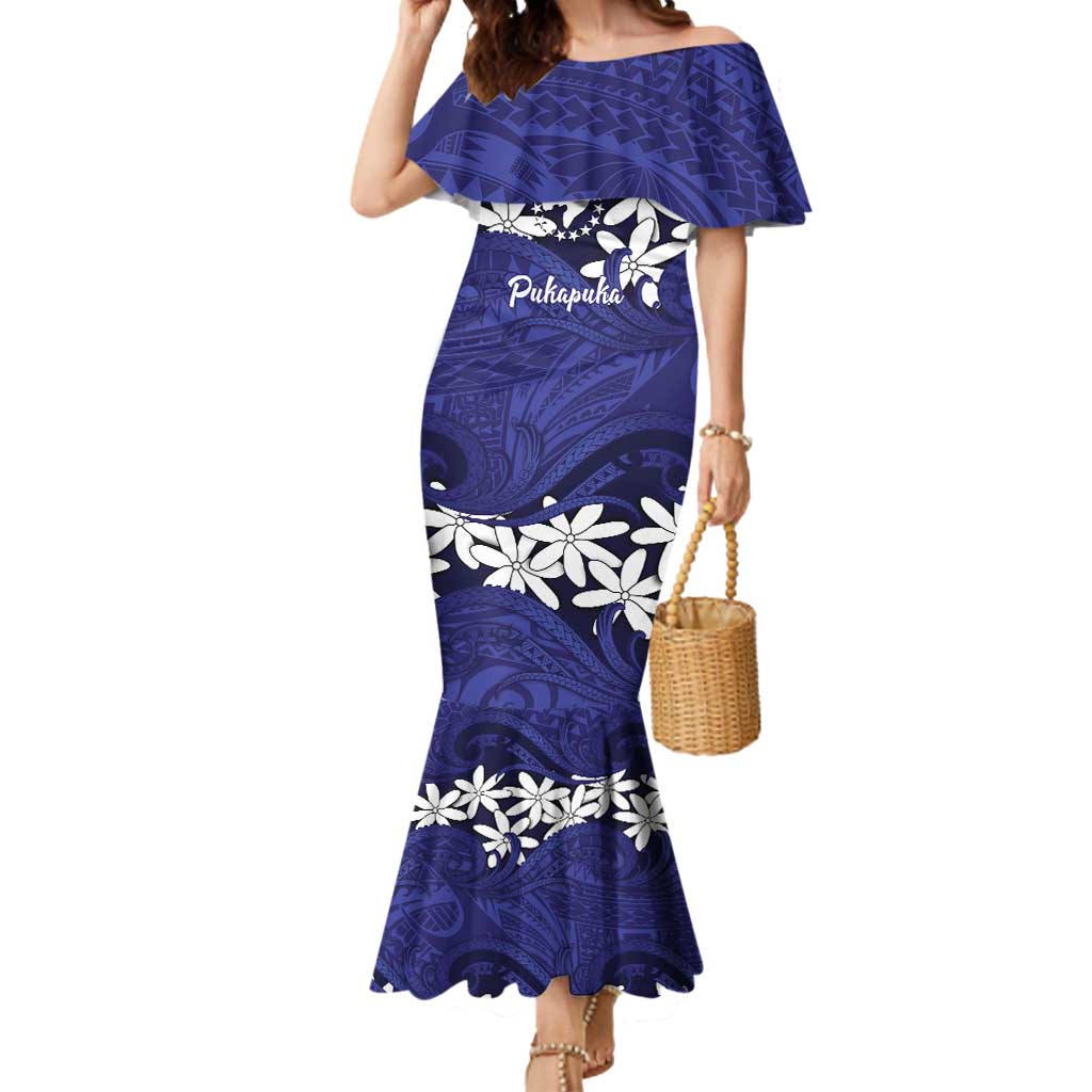 Personalised Cook Islands Pukapuka Mermaid Dress Tiare Maori Polynesian Waves Tattoo