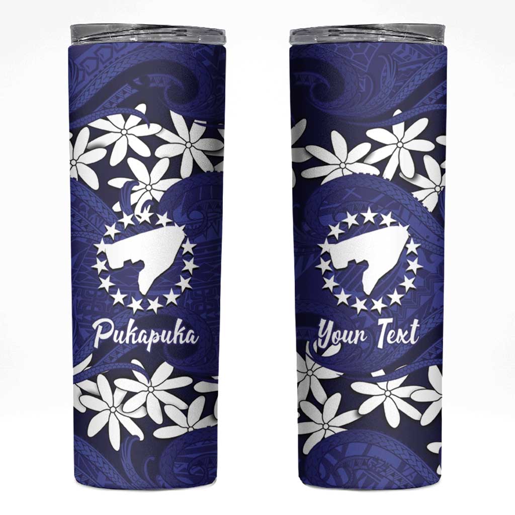 Personalised Cook Islands Pukapuka Skinny Tumbler Tiare Maori Polynesian Waves Tattoo