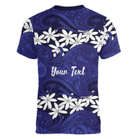 Personalised Cook Islands Pukapuka Women V-Neck T-Shirt Tiare Maori Polynesian Waves Tattoo