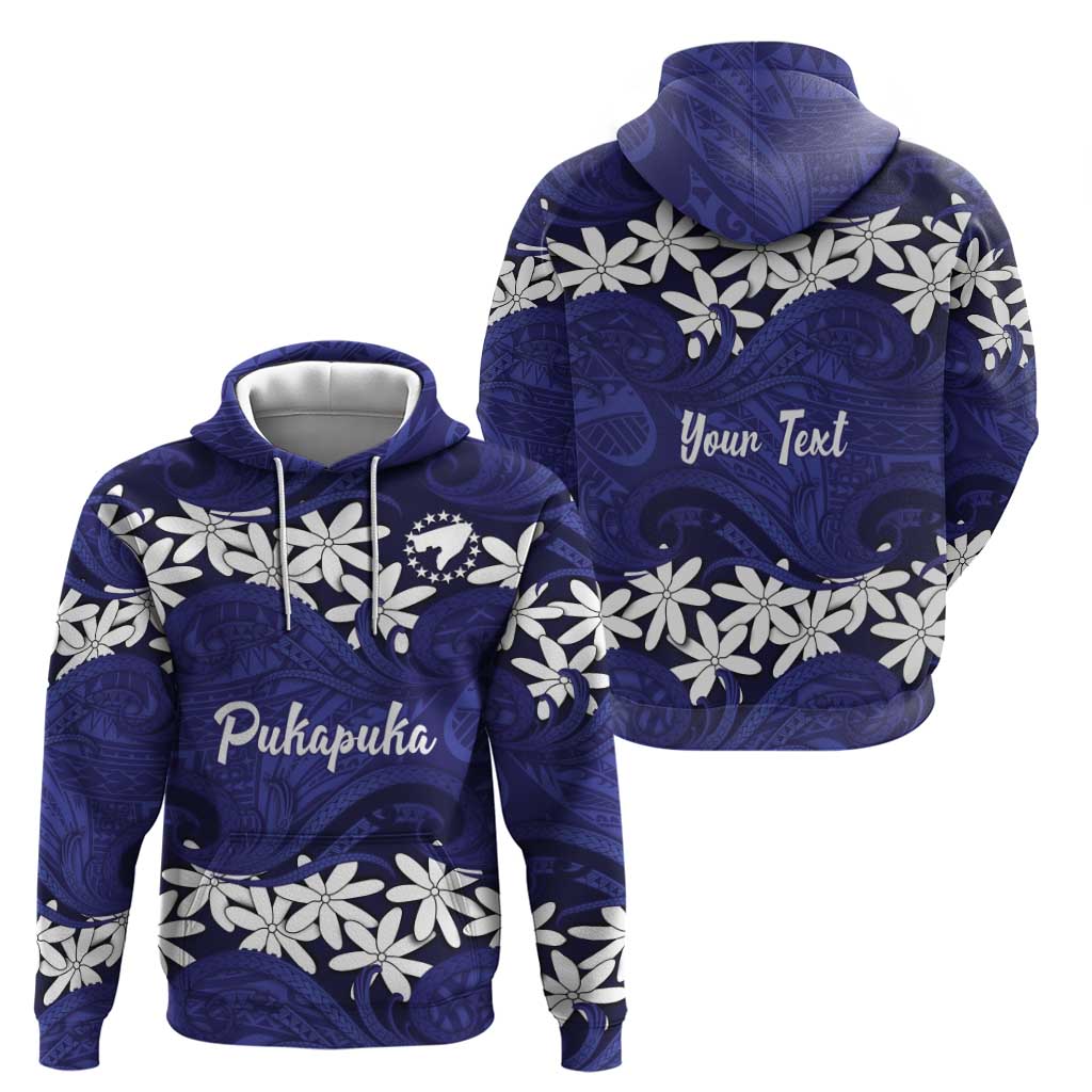 Personalised Cook Islands Pukapuka Zip Hoodie Tiare Maori Polynesian Waves Tattoo LT14 - Polynesian Pride