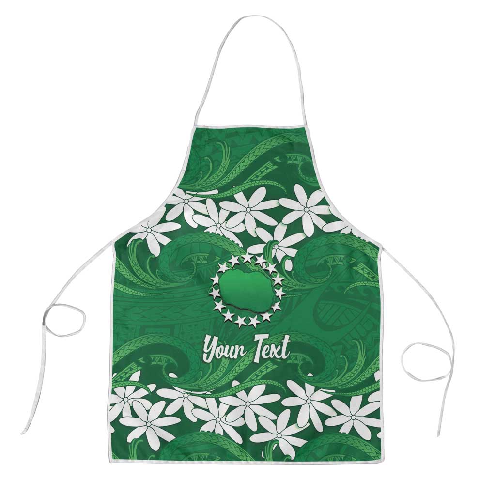 Personalised Cook Islands Rarotonga Apron Tiare Maori Polynesian Waves Tattoo LT14 Green - Polynesian Pride