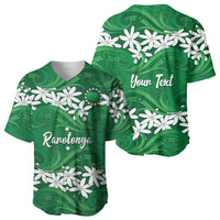 Personalised Cook Islands Rarotonga Baseball Jersey Tiare Maori Polynesian Waves Tattoo LT14 - Polynesian Pride