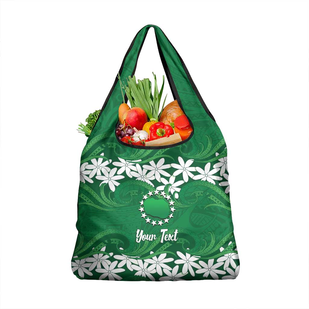 Personalised Cook Islands Rarotonga Grocery Bag Tiare Maori Polynesian Waves Tattoo