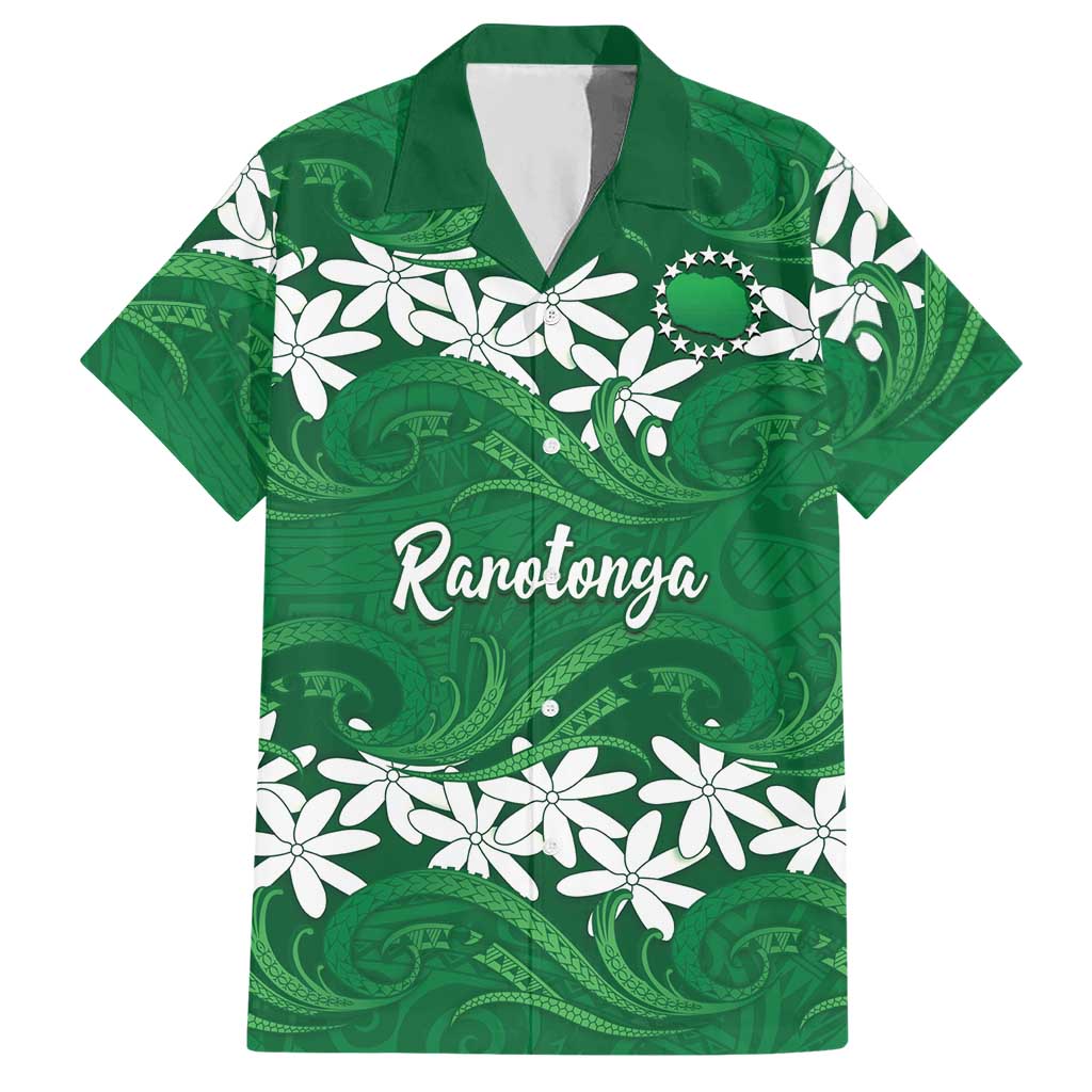 Personalised Cook Islands Rarotonga Hawaiian Shirt Tiare Maori Polynesian Waves Tattoo