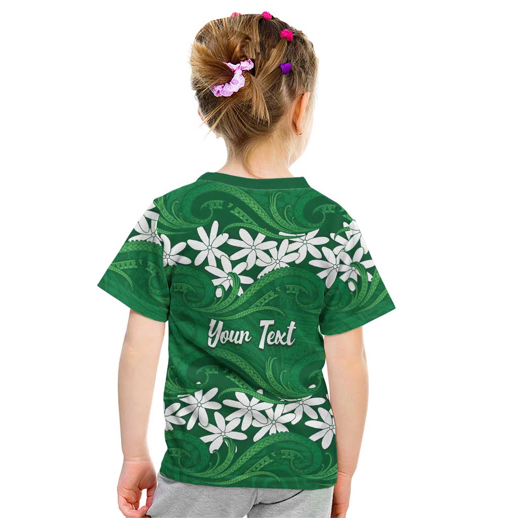 Personalised Cook Islands Rarotonga Kid T Shirt Tiare Maori Polynesian Waves Tattoo LT14 - Polynesian Pride
