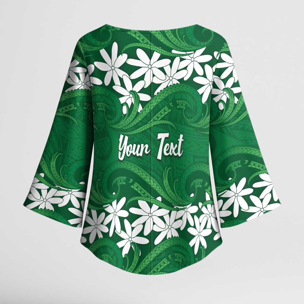 Personalised Cook Islands Rarotonga Kimono Sleeve Blouse Tiare Maori Polynesian Waves Tattoo LT14 - Polynesian Pride