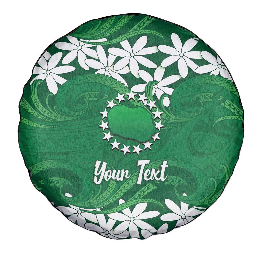 Personalised Cook Islands Rarotonga Spare Tire Cover Tiare Maori Polynesian Waves Tattoo LT14 - Polynesian Pride