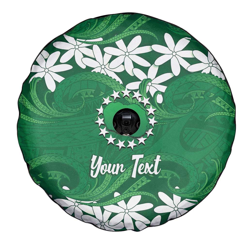 Personalised Cook Islands Rarotonga Spare Tire Cover Tiare Maori Polynesian Waves Tattoo LT14 - Polynesian Pride