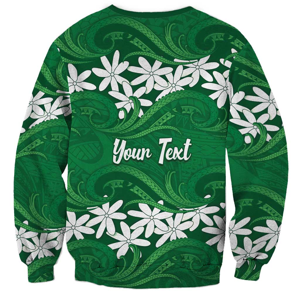 Personalised Cook Islands Rarotonga Sweatshirt Tiare Maori Polynesian Waves Tattoo