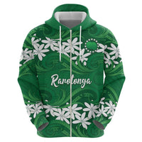 Personalised Cook Islands Rarotonga Zip Hoodie Tiare Maori Polynesian Waves Tattoo LT14 - Polynesian Pride