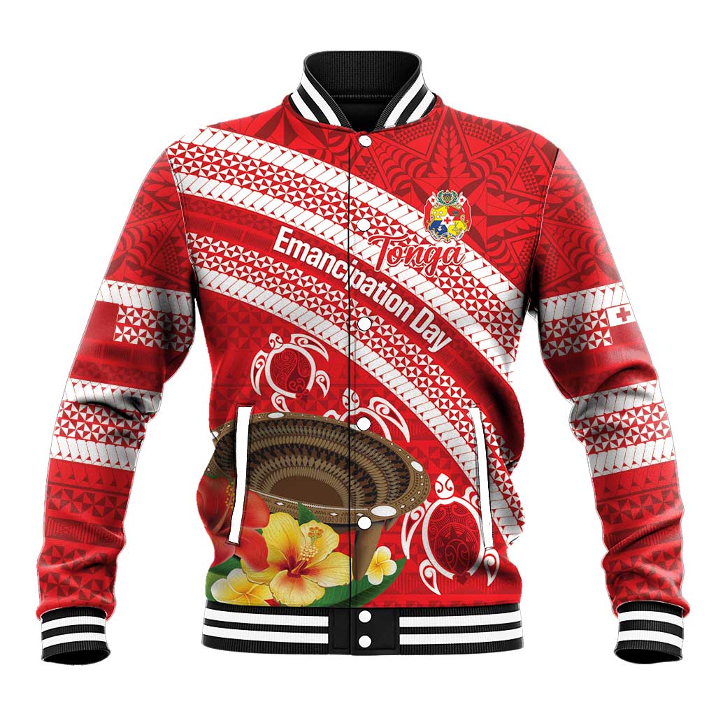 Kingdom Of Tonga Emancipation Day Baseball Jacket Tongan Ngatu With Kumete Red