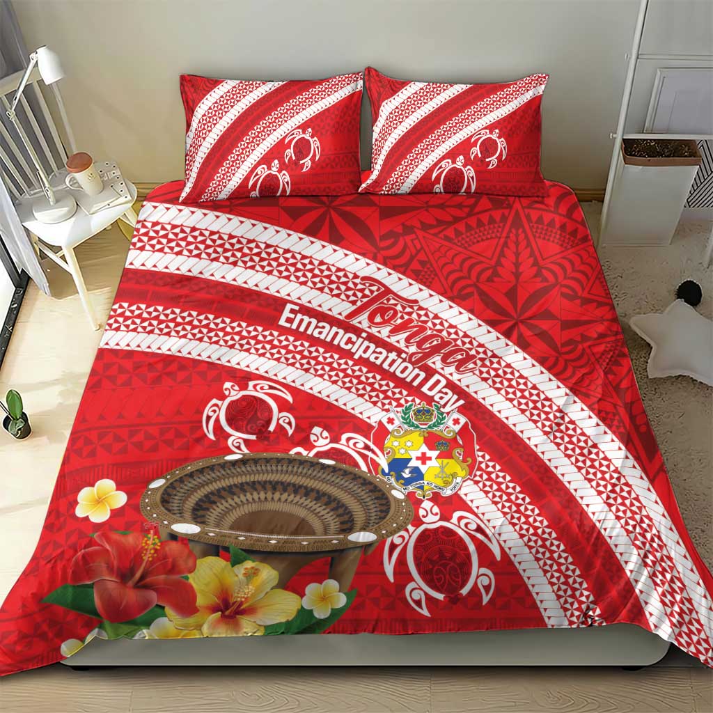 Kingdom Of Tonga Emancipation Day Bedding Set Tongan Ngatu With Kumete Red