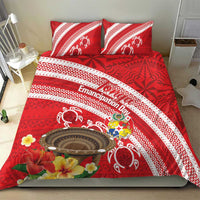 Kingdom Of Tonga Emancipation Day Bedding Set Tongan Ngatu With Kumete Red