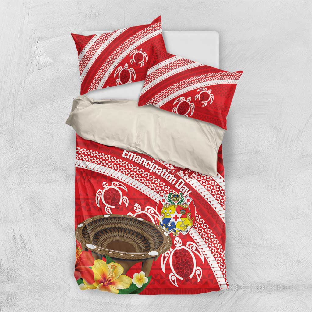 Kingdom Of Tonga Emancipation Day Bedding Set Tongan Ngatu With Kumete Red