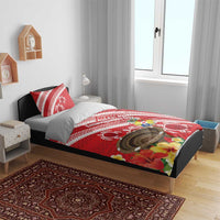 Kingdom Of Tonga Emancipation Day Bedding Set Tongan Ngatu With Kumete Red