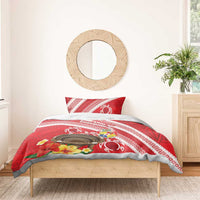 Kingdom Of Tonga Emancipation Day Bedding Set Tongan Ngatu With Kumete Red