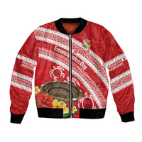 Kingdom Of Tonga Emancipation Day Bomber Jacket Tongan Ngatu With Kumete Red LT14 Unisex Red - Polynesian Pride