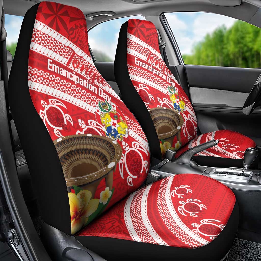 Kingdom Of Tonga Emancipation Day Car Seat Cover Tongan Ngatu With Kumete Red