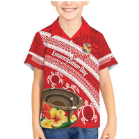 Kingdom Of Tonga Emancipation Day Family Matching Mermaid Dress and Hawaiian Shirt Tongan Ngatu With Kumete Red