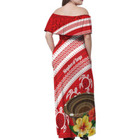 Kingdom Of Tonga Emancipation Day Family Matching Off Shoulder Maxi Dress and Hawaiian Shirt Tongan Ngatu With Kumete Red