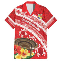 Kingdom Of Tonga Emancipation Day Family Matching Puletasi and Hawaiian Shirt Tongan Ngatu With Kumete Red LT14 Dad's Shirt - Short Sleeve Red - Polynesian Pride