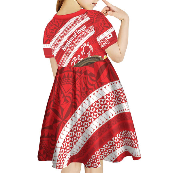 Queen Salote Tonga College Tongan Ngatu Pattern Short Sleeve Dress KID LT14 main image 0