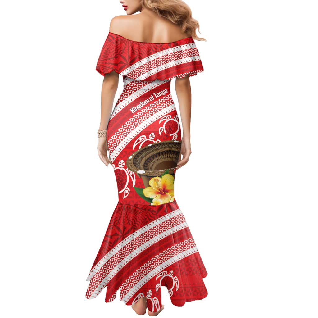Kingdom Of Tonga Emancipation Day Mermaid Dress Tongan Ngatu With Kumete Red