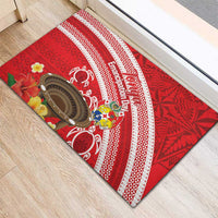 Kingdom Of Tonga Emancipation Day Rubber Doormat Tongan Ngatu With Kumete Red LT14 - Polynesian Pride