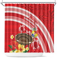 Kingdom Of Tonga Emancipation Day Shower Curtain Tongan Ngatu With Kumete Red LT14 Red - Polynesian Pride