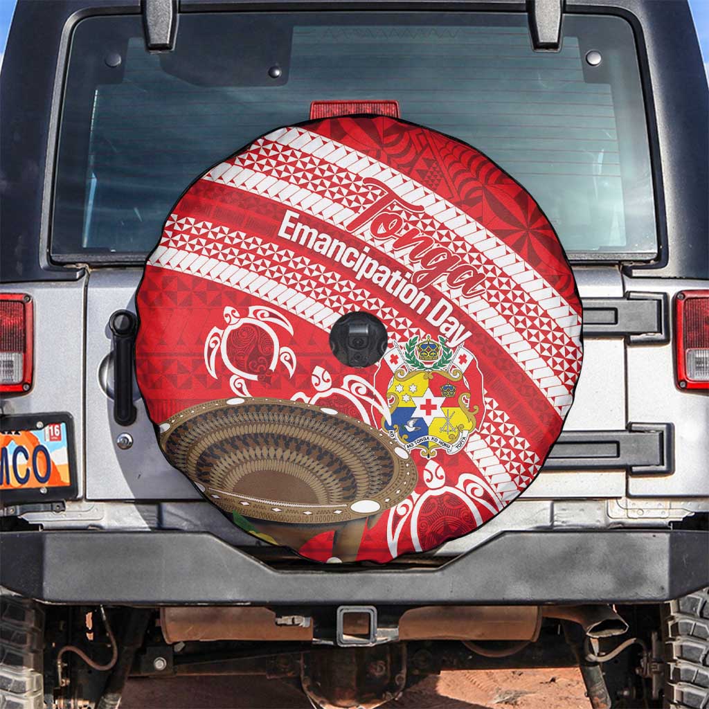 Kingdom Of Tonga Emancipation Day Spare Tire Cover Tongan Ngatu With Kumete Red