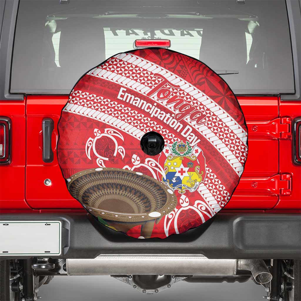 Kingdom Of Tonga Emancipation Day Spare Tire Cover Tongan Ngatu With Kumete Red