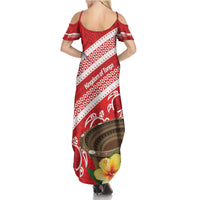 Kingdom Of Tonga Emancipation Day Summer Maxi Dress Tongan Ngatu With Kumete Red