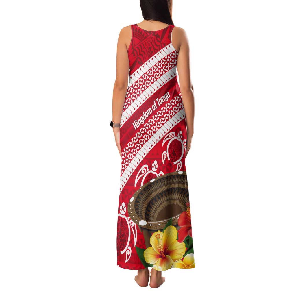 Kingdom Of Tonga Emancipation Day Tank Maxi Dress Tongan Ngatu With Kumete Red