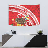 Kingdom Of Tonga Emancipation Day Tapestry Tongan Ngatu With Kumete Red LT14 - Polynesian Pride