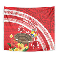 Kingdom Of Tonga Emancipation Day Tapestry Tongan Ngatu With Kumete Red LT14 - Polynesian Pride