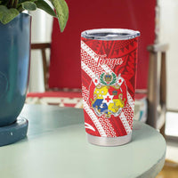 Kingdom Of Tonga Emancipation Day Tumbler Cup Tongan Ngatu With Kumete Red